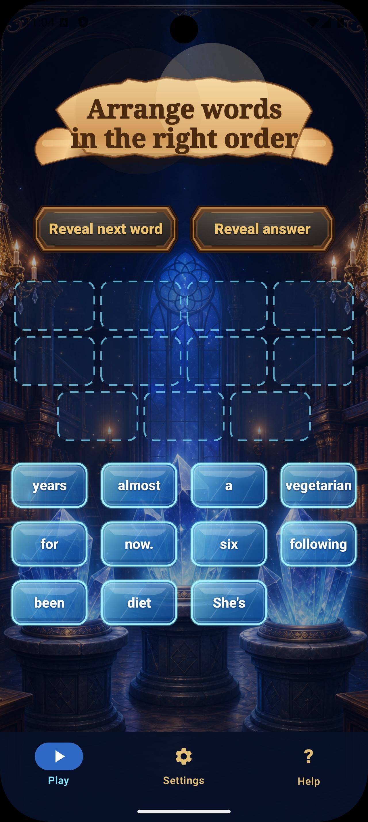 Scrambly round with a food sentence puzzle