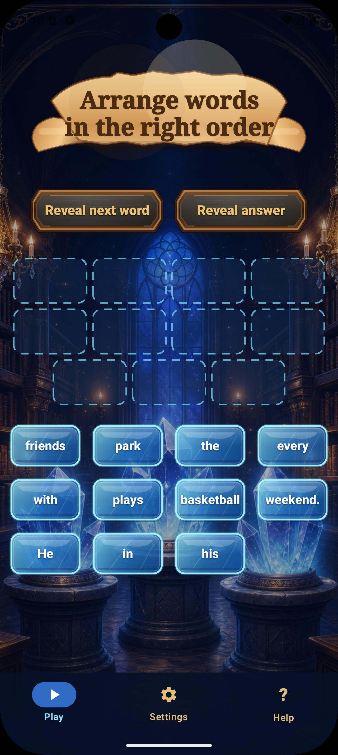 Scrambly round with a sports sentence puzzle